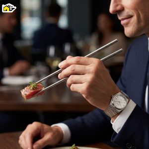 چوب غذای چینی چاپستیک مدل استیل 5 تایی